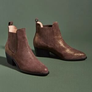 Anthropologie Metallic Chelsea Boots Chocolate Size 8